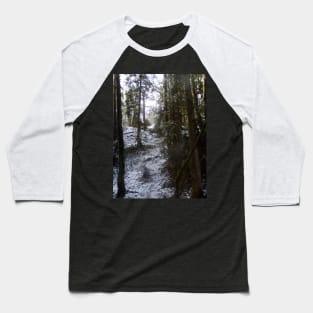 Forest Sun Rays in the Snow #53 Baseball T-Shirt